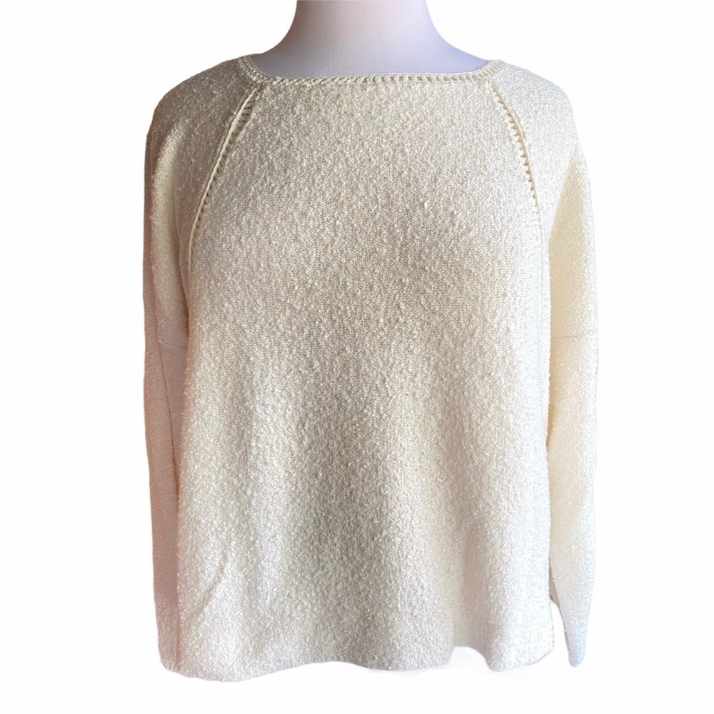 Anthropologie Valeria cream knit relaxed fit textured pullover sweater